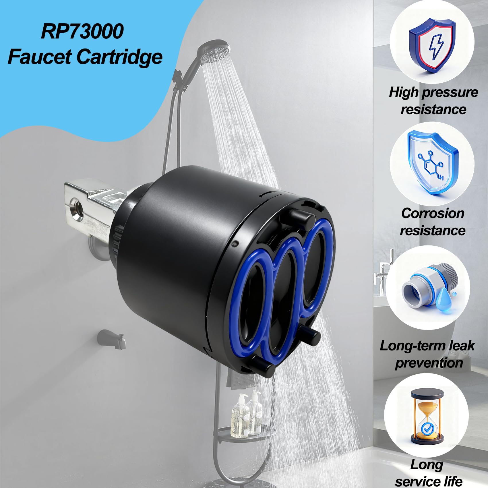 Wanyous RP73000 Delta faucet cartridge in use demonstrating leak prevention