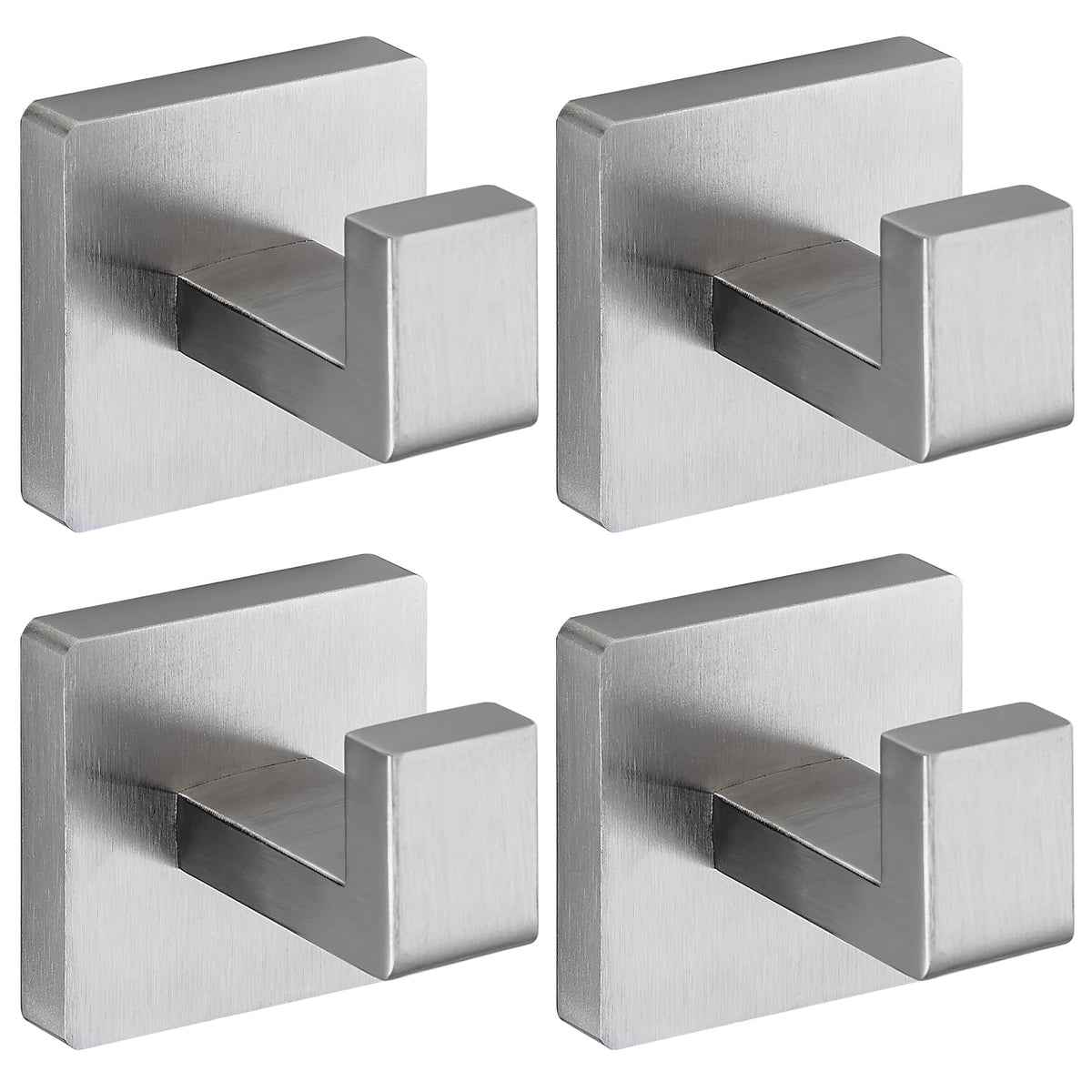 Warlve brushed nickel towel hook square - front view on wall, showcasing modern bathroom design