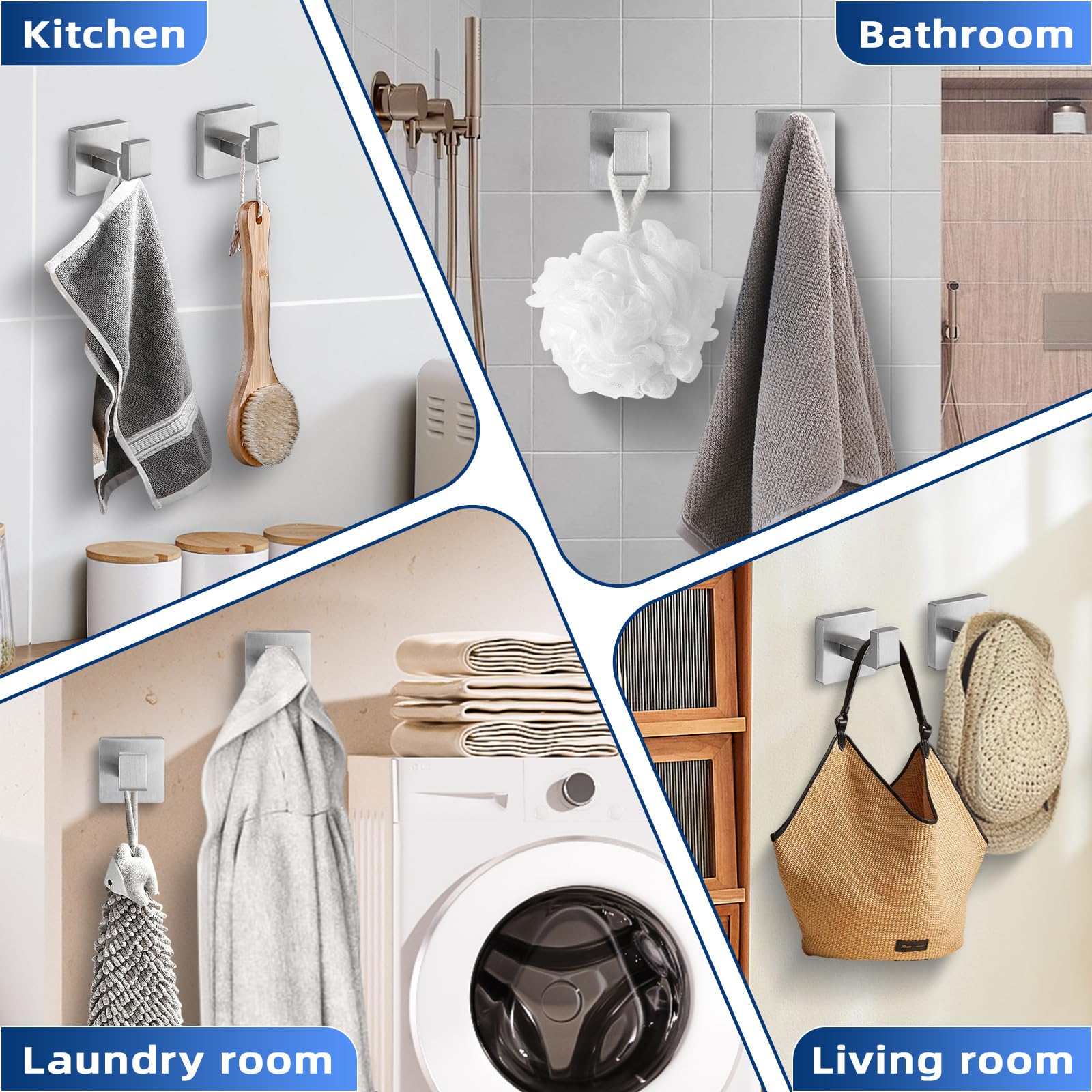 Warlve towel hook square supports up to 33 lbs, ideal for towels and robes