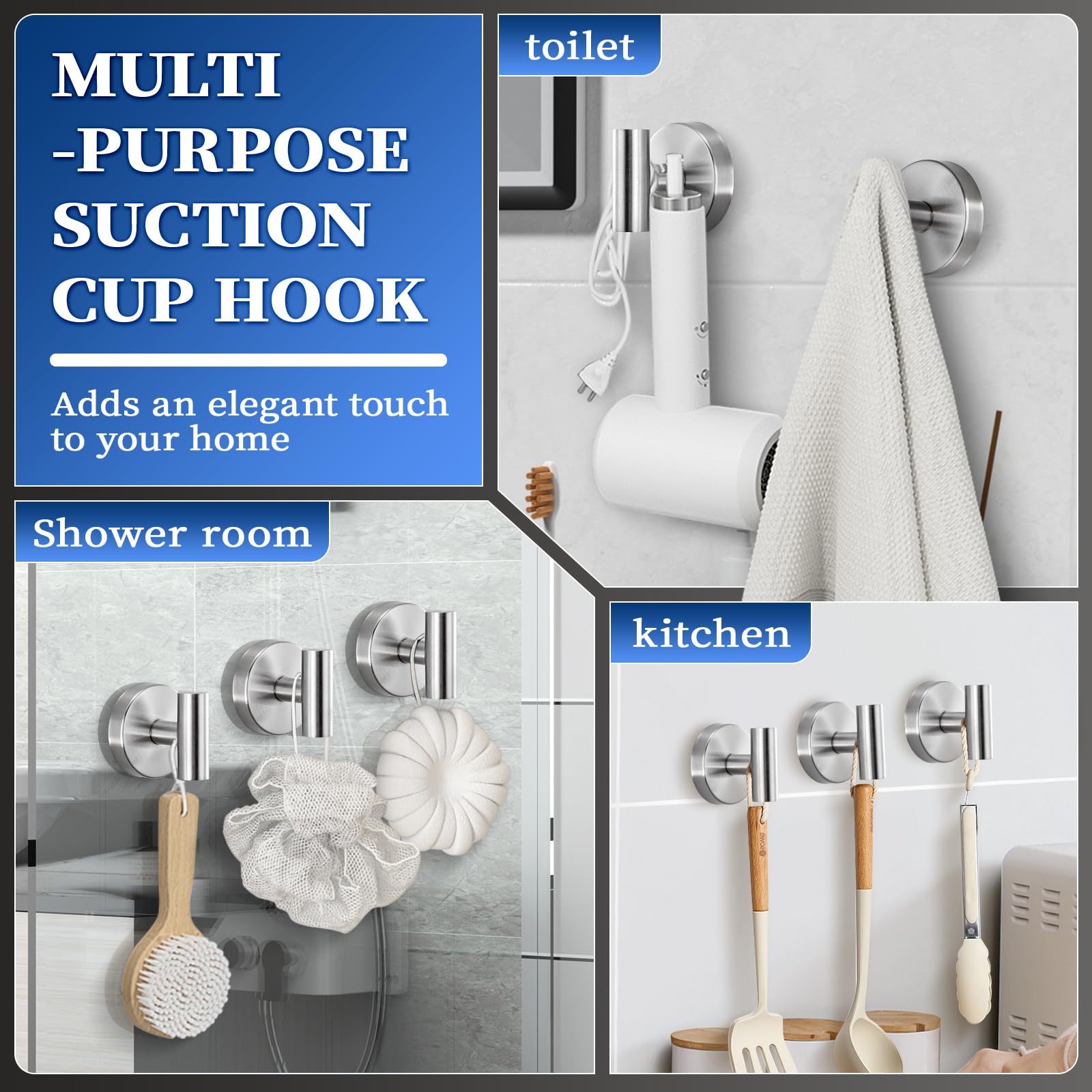warlve suction hook mounted on tile wall keeping robes within reach