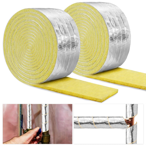 Warmfarm foil fiberglass wrap pipe insulation 32-8ft protects outdoor plumbing from cold