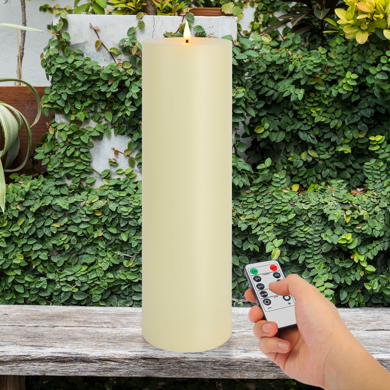 Warmhere 14x4 outdoor candle with waterproof base for rain-ready patio decor