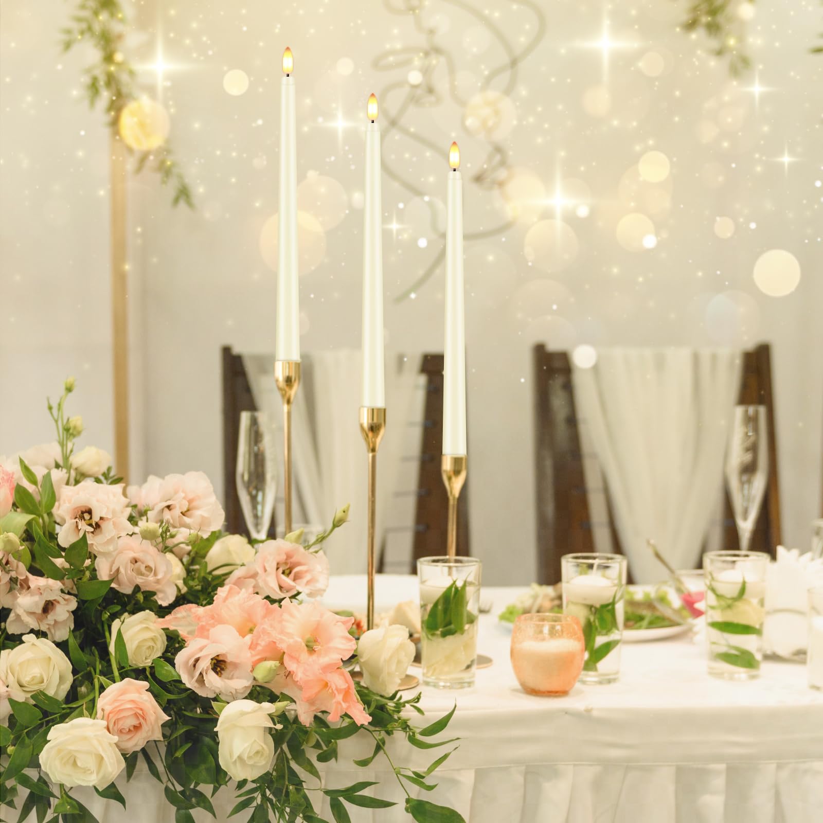 Warmhere 11-inch ivory candles with 3D-beaded details for a realistic glow.