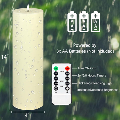 Warmhere durable plastic candle in the rain demonstrating weather resistance