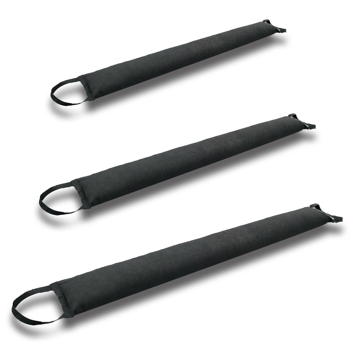 Warmoon self-absorbing flood bag with handles deployed to form a quick barrier