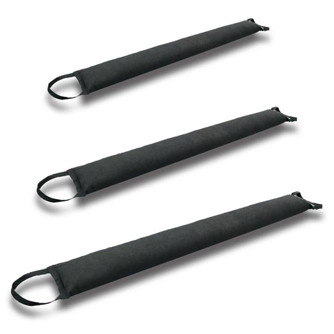 Warmoon self-absorbing flood bag with handles deployed to form a quick barrier