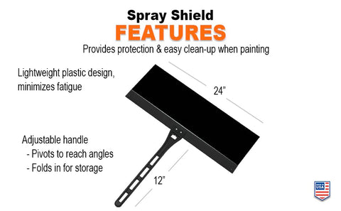 Warner Manufacturing 12-inch pivot handle with spray shield enables easy storage and maneuverability.