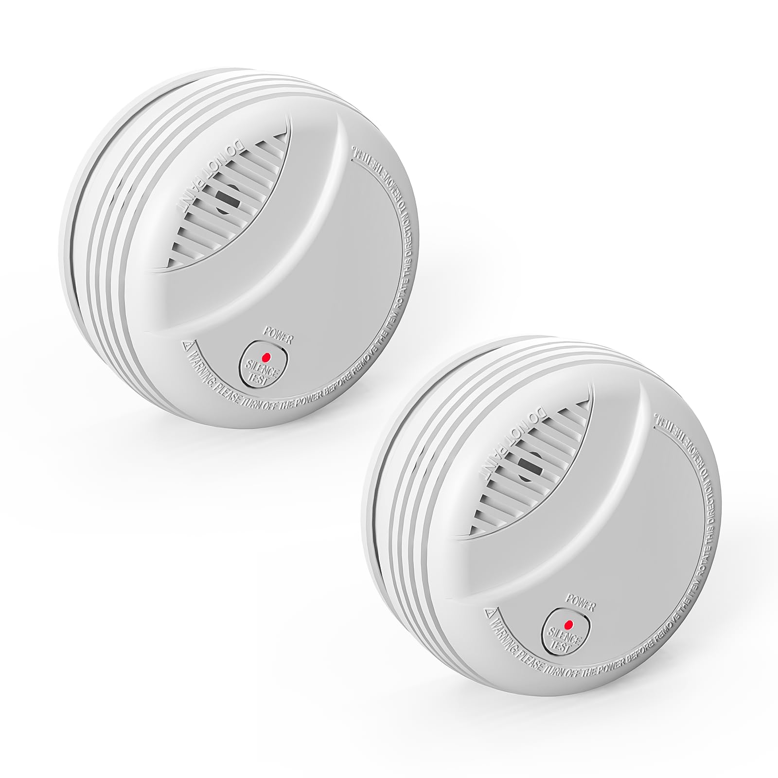 WARROXIDE 2-pack wireless smoke detectors front view showing sleek grille design for fast sensing