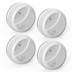 WARROXIDE 4-Pack wireless smoke detectors, front view, enhances home safety with quick alerting.