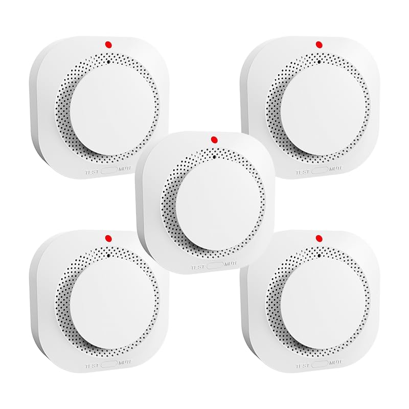 WARROXIDE smoke detector front view, compact design ready for quick home setup