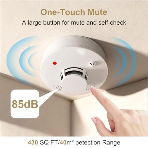 WARROXIDE smoke detector side profile shows compact design saving ceiling space.