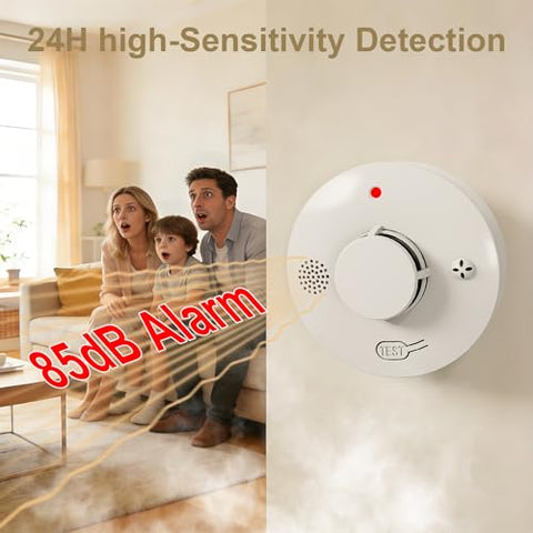 WARROXIDE smoke detector test-button close-up for quick self-checks.