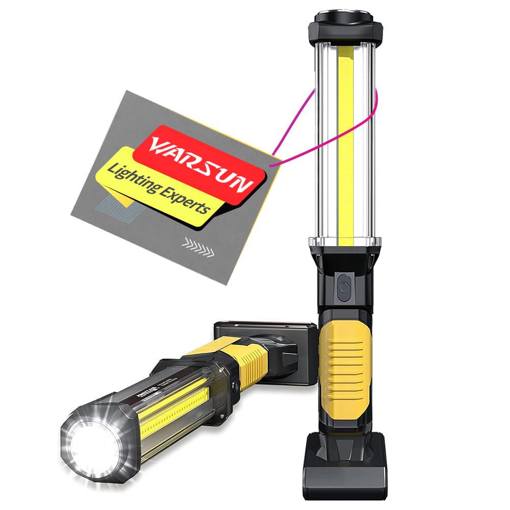 WARSUN DJ60 rechargeable COB LED work light with magnetic hook for hands-free use