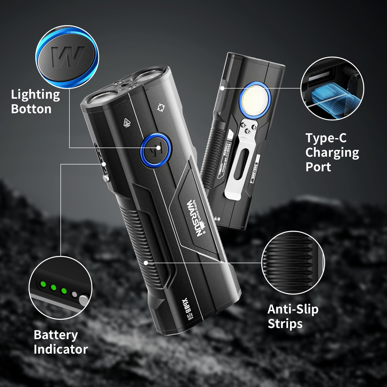 WARSUN X608S 4000mAh battery supports versatile brightness levels