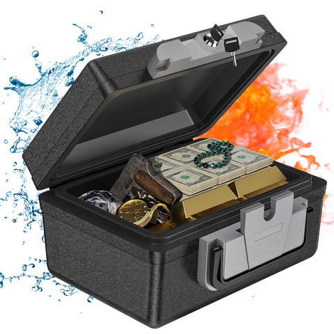 WASJOYE Fireproof Waterproof Safe Box front view, portable protection for valuables