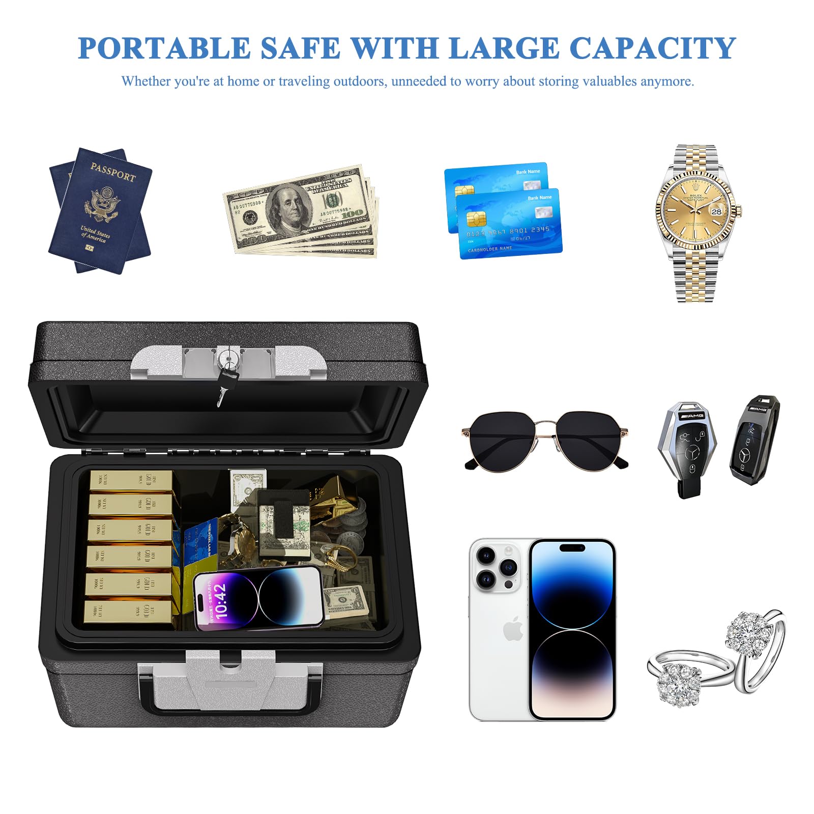 WASJOYE Safe Box in home, office, or car ready for travel protection