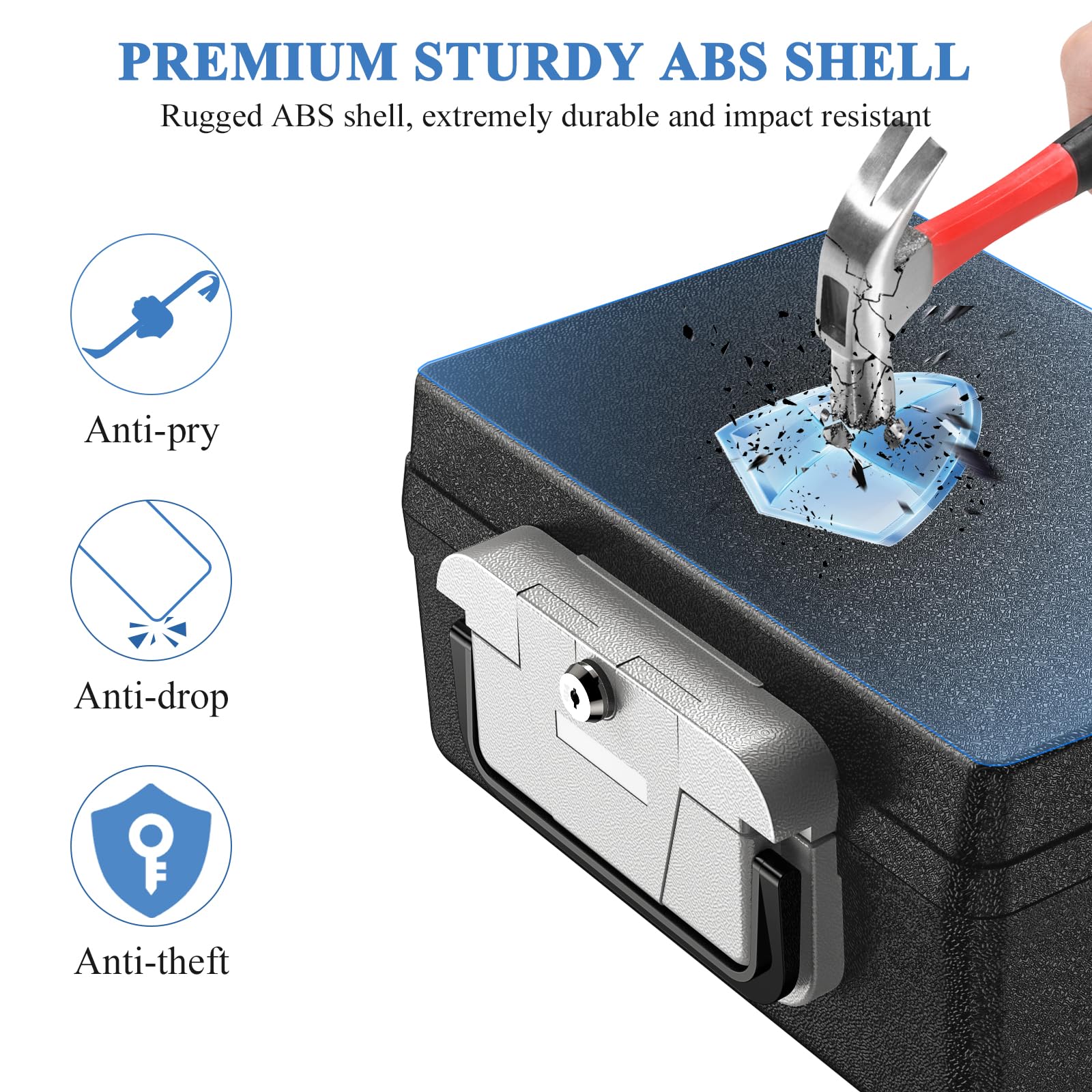 WASJOYE Safe Box internal dimensions reveal generous storage for passport and wallet