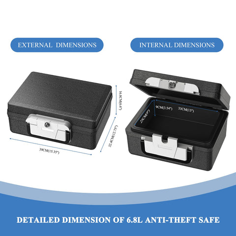 WASJOYE Safe Box key lock with two keys included for secure access