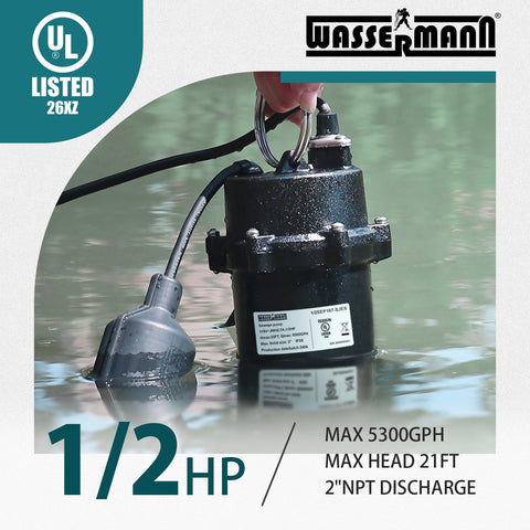 Wassermann cast-iron submersible pump designed for tough dirty-water tasks