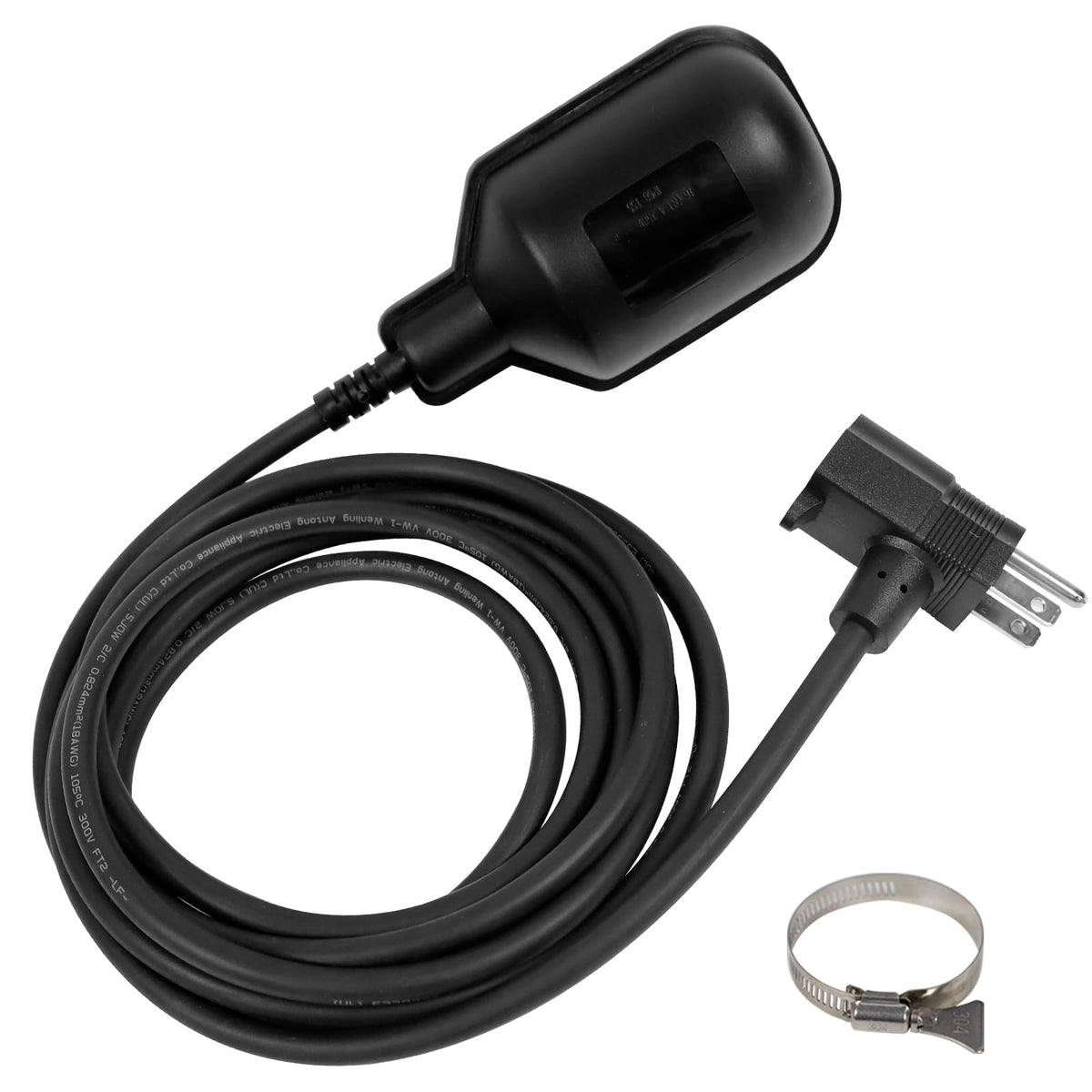 Wassermann universal float switch with 10ft cable for dependable auto-pump operation.