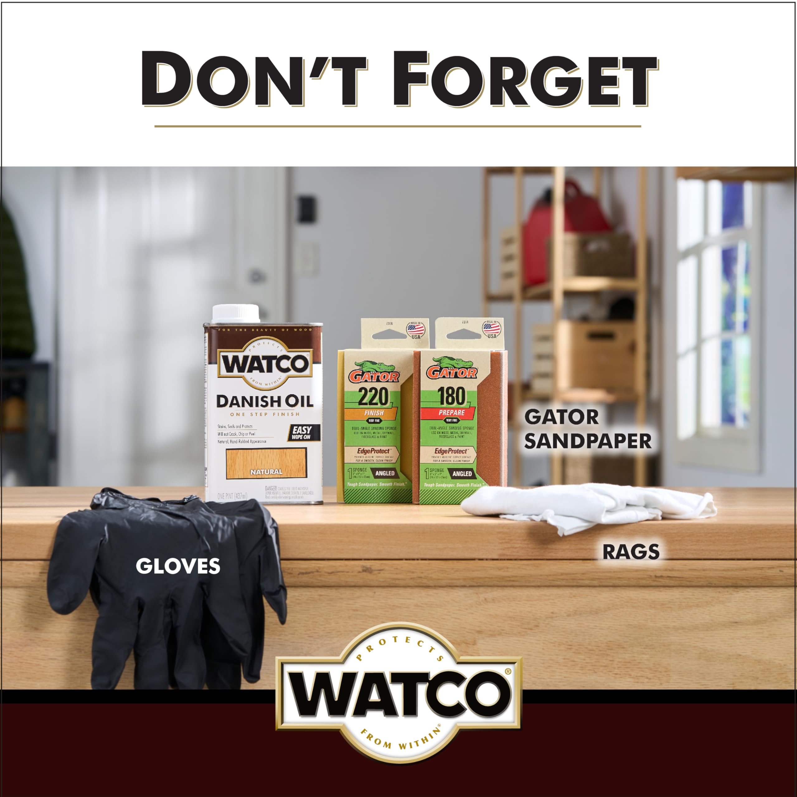 Watco Danish Oil covers up to 170 sq ft per quart