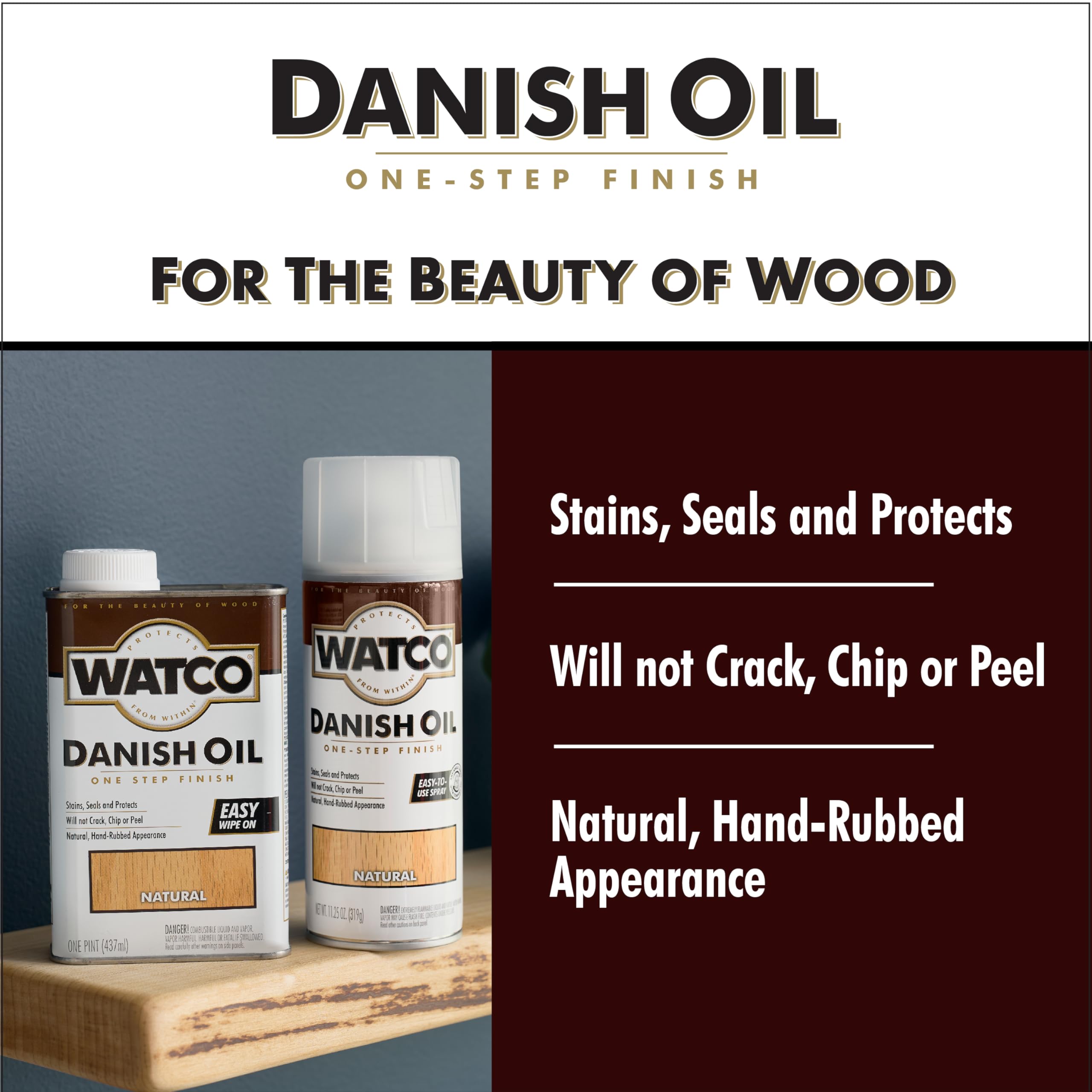 Watco Danish Oil Wood Finish wipe-on technique for quick, even finish