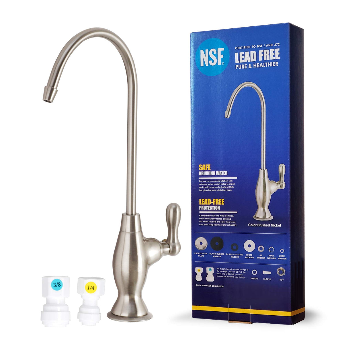 Water Filter Tec brushed-nickel RO faucet angle view showing durable design