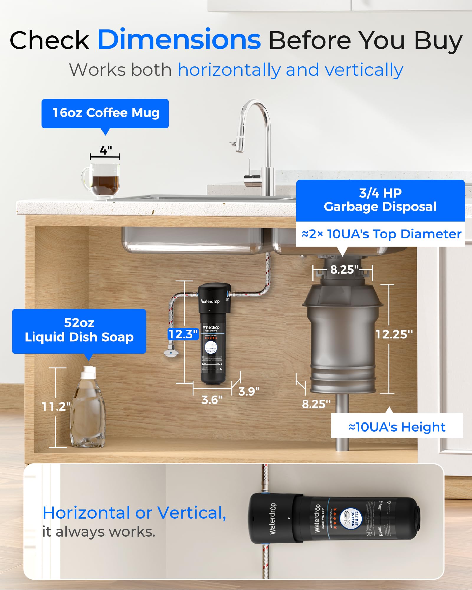 Waterdrop 10UA enlarged dirt adhesion area improves filtration