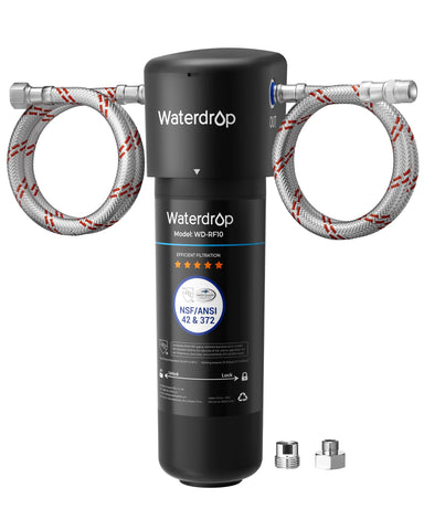 Waterdrop 10UA under-sink installation showing compact setup for clean drinking water