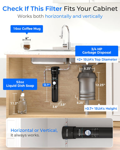 Waterdrop 15UA easy installation scene highlights push-to-connect fittings
