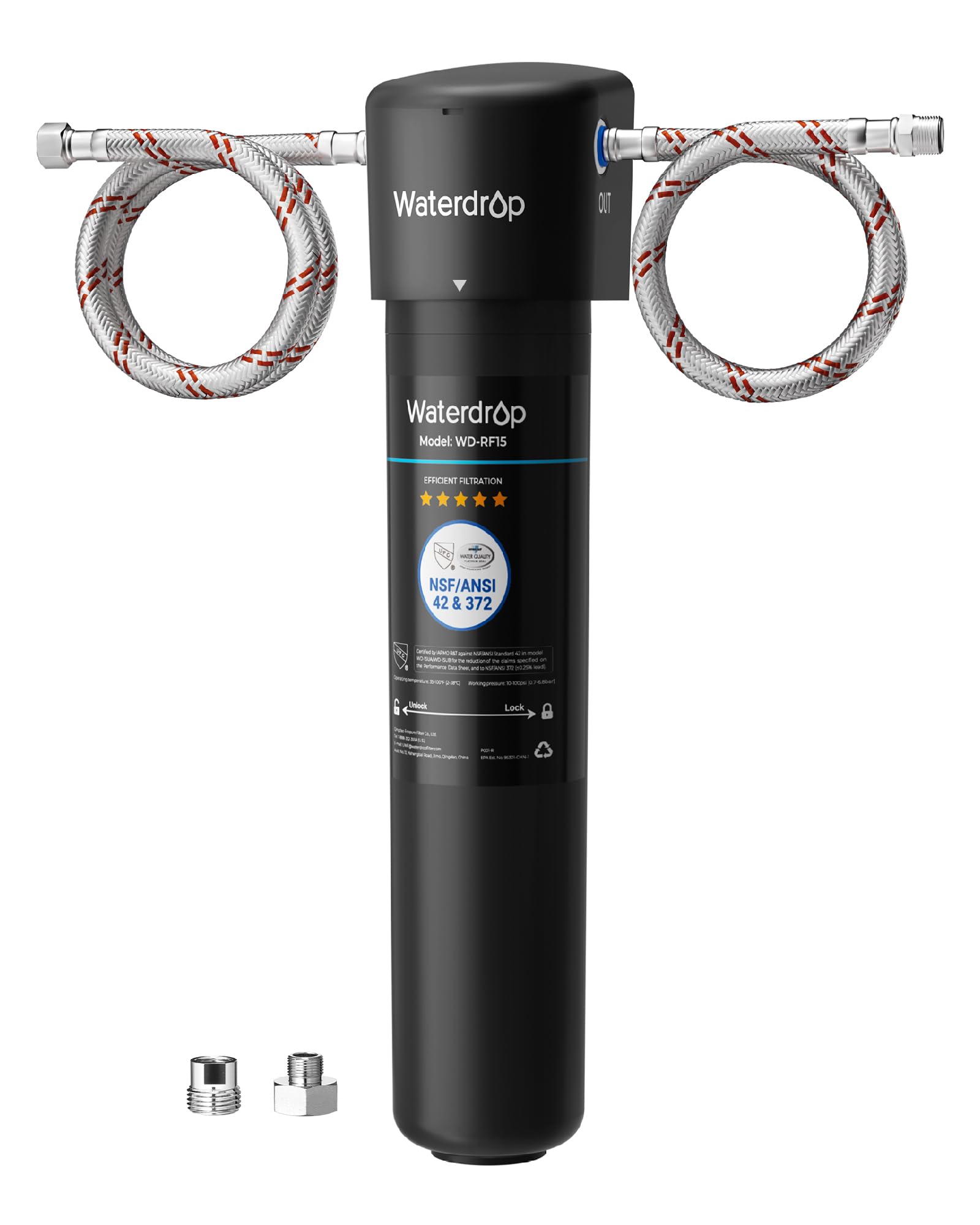 Waterdrop 15UA under sink filter with direct connect reduces lead and chlorine at the tap