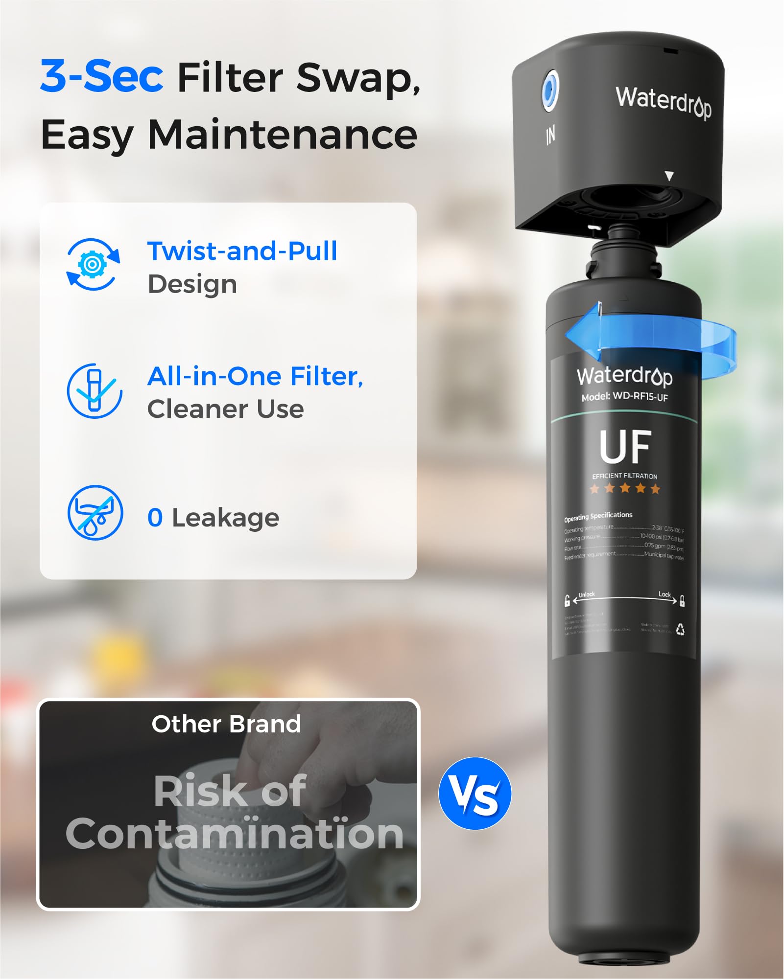 Waterdrop fast-flow 0.75 gpm keeps water flowing for meals