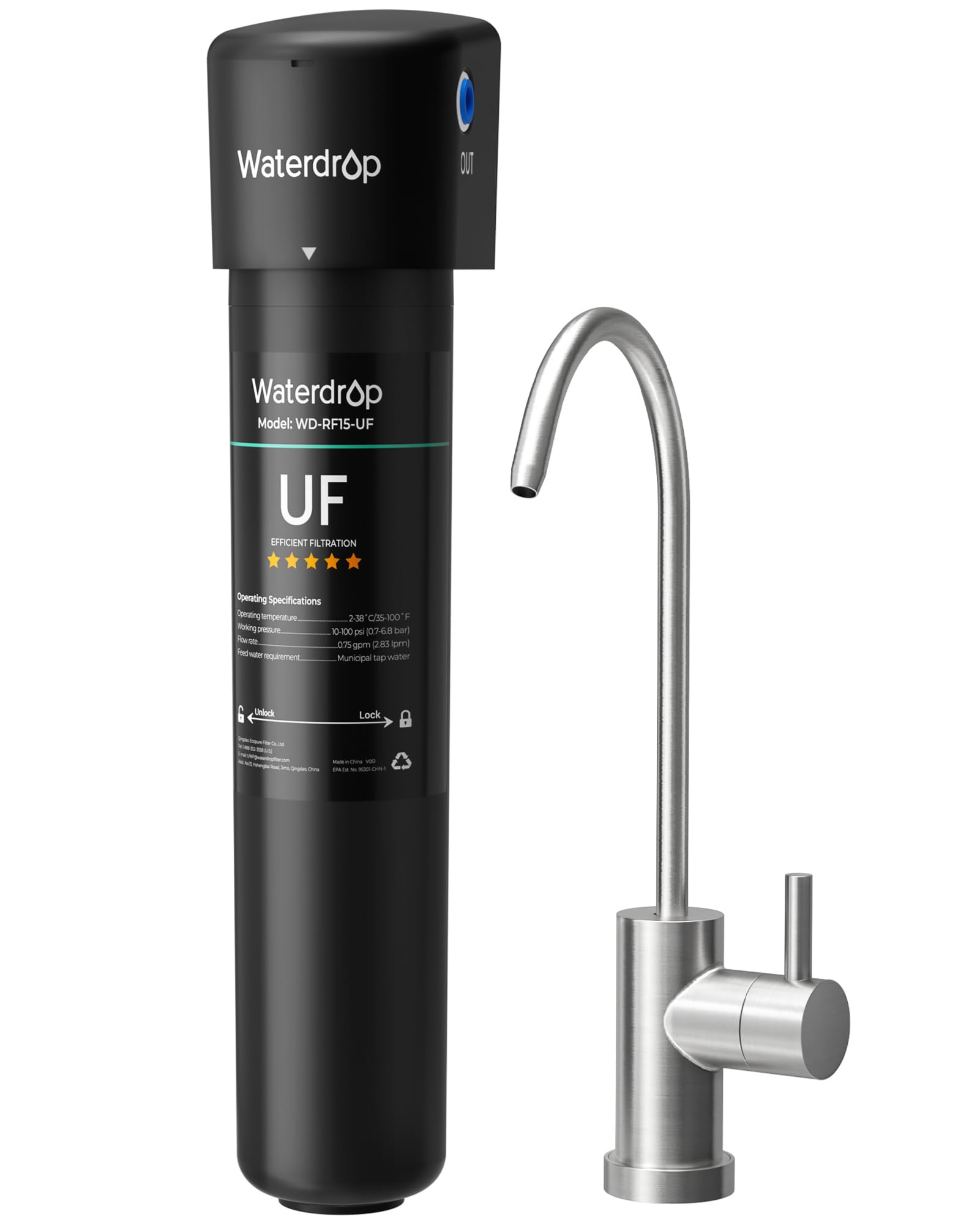Waterdrop 15UB-UF under-sink filter unit ready for discreet kitchen installation