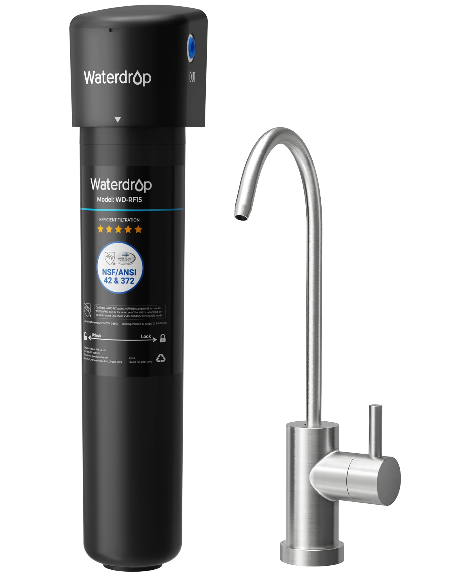 Waterdrop 15UB under-sink filter with faucet provides clean water from the kitchen tap