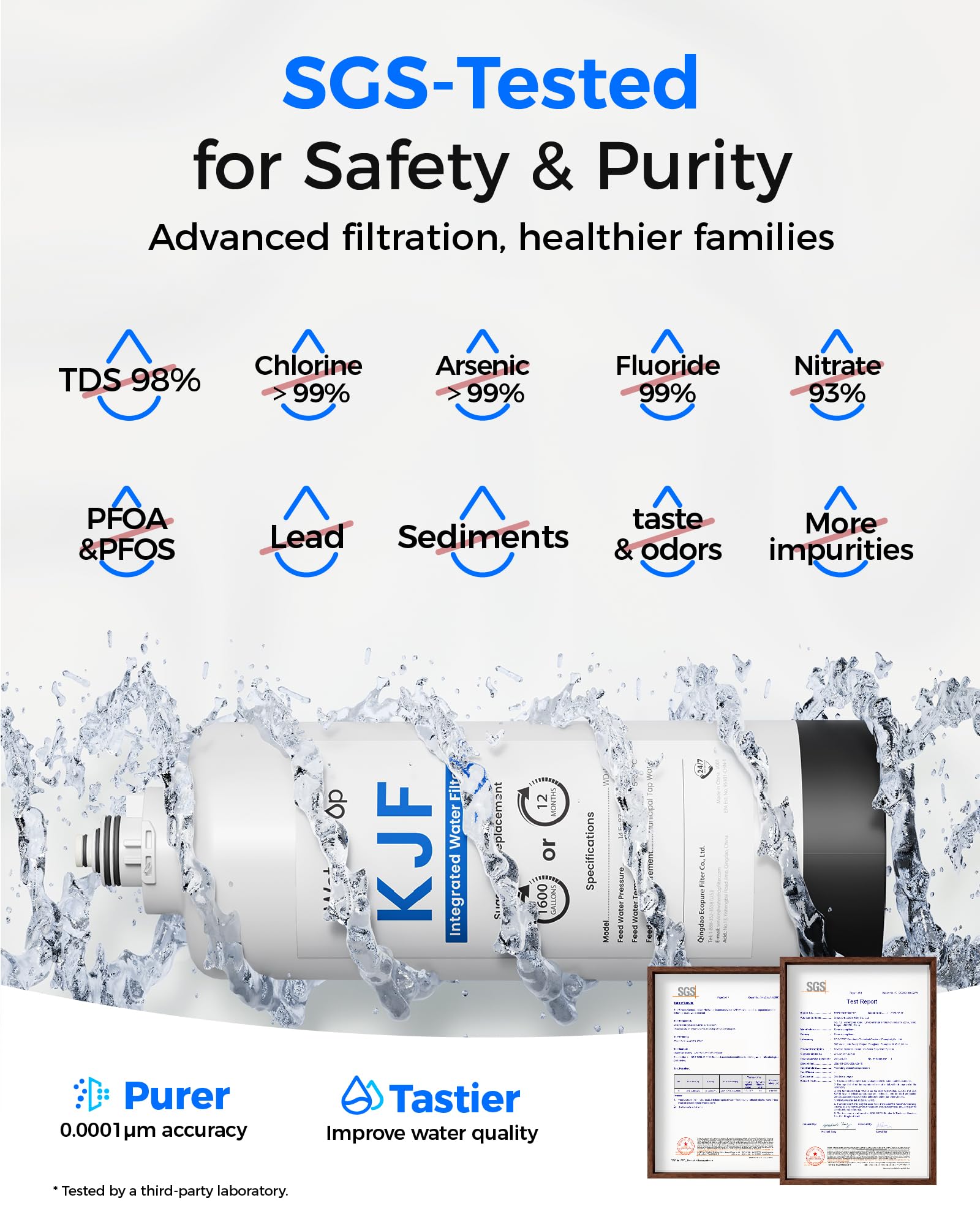 Waterdrop 2:1 pure-to-drain ratio illustration.