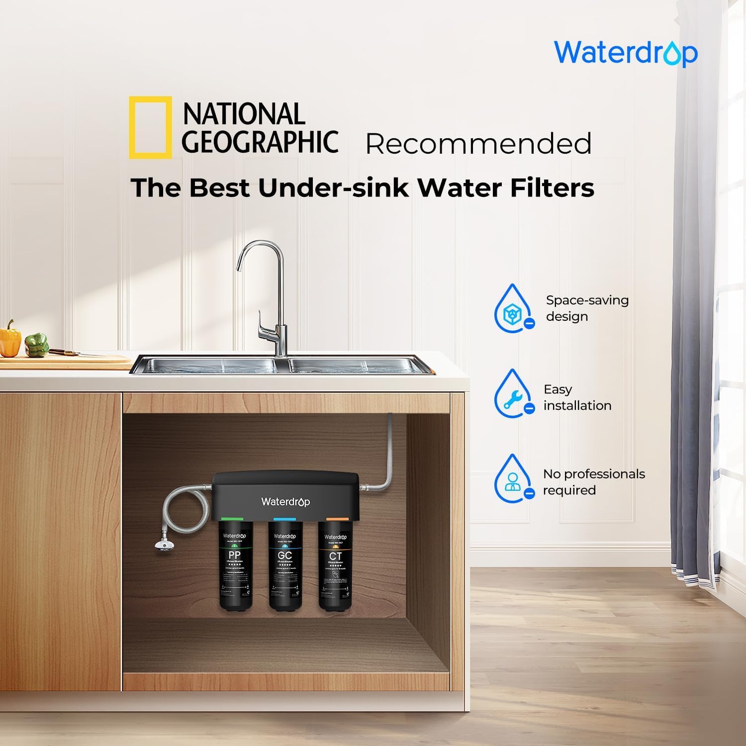 Waterdrop three-filter replacement kit with quick-change design
