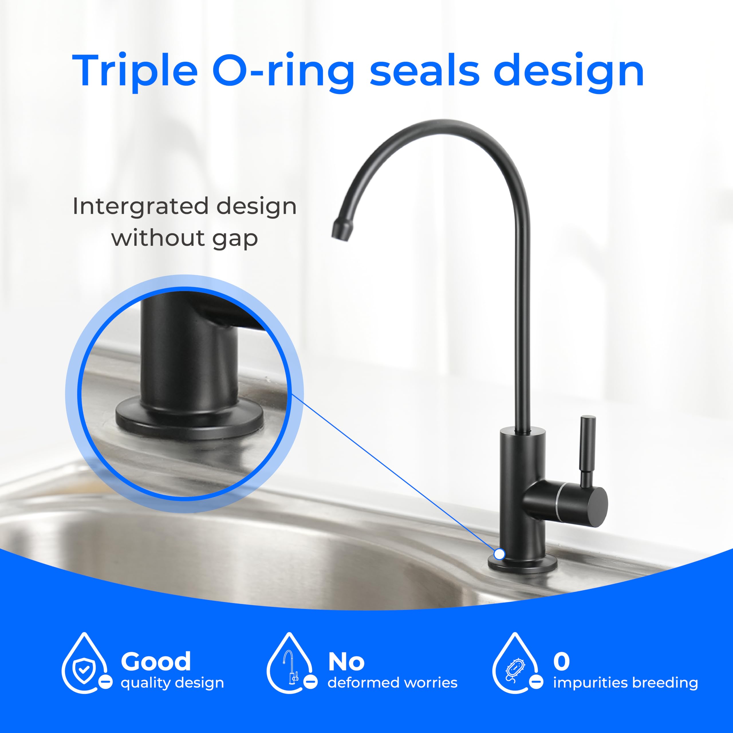 Waterdrop 304 stainless steel lead-free faucet for safe drinking water.