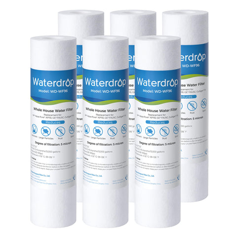 Waterdrop 5-micron filter in a 10x2.5 inch assembly improves sediment capture.