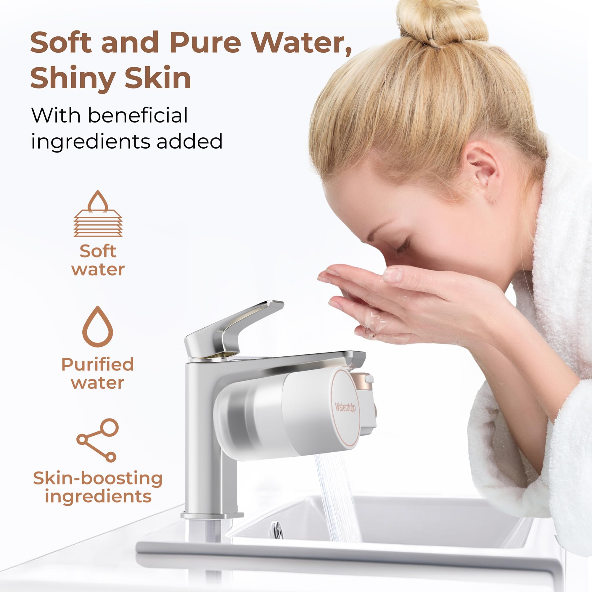 Waterdrop BFT1 installation with adapters for quick faucet connection.