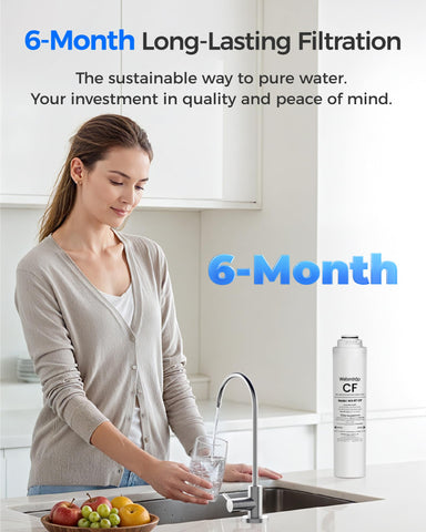 Waterdrop CF filter with leak-proof cartridge for a secure seal.