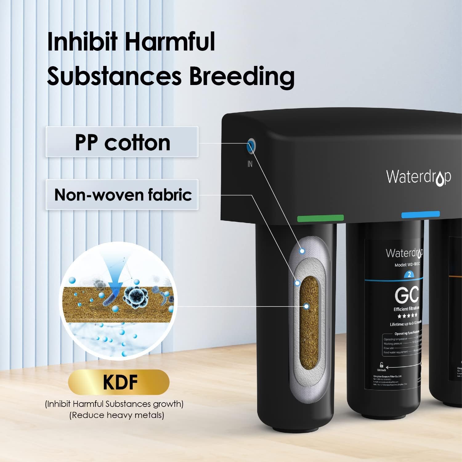Waterdrop CT filter reducing residual chlorine for better taste and aroma