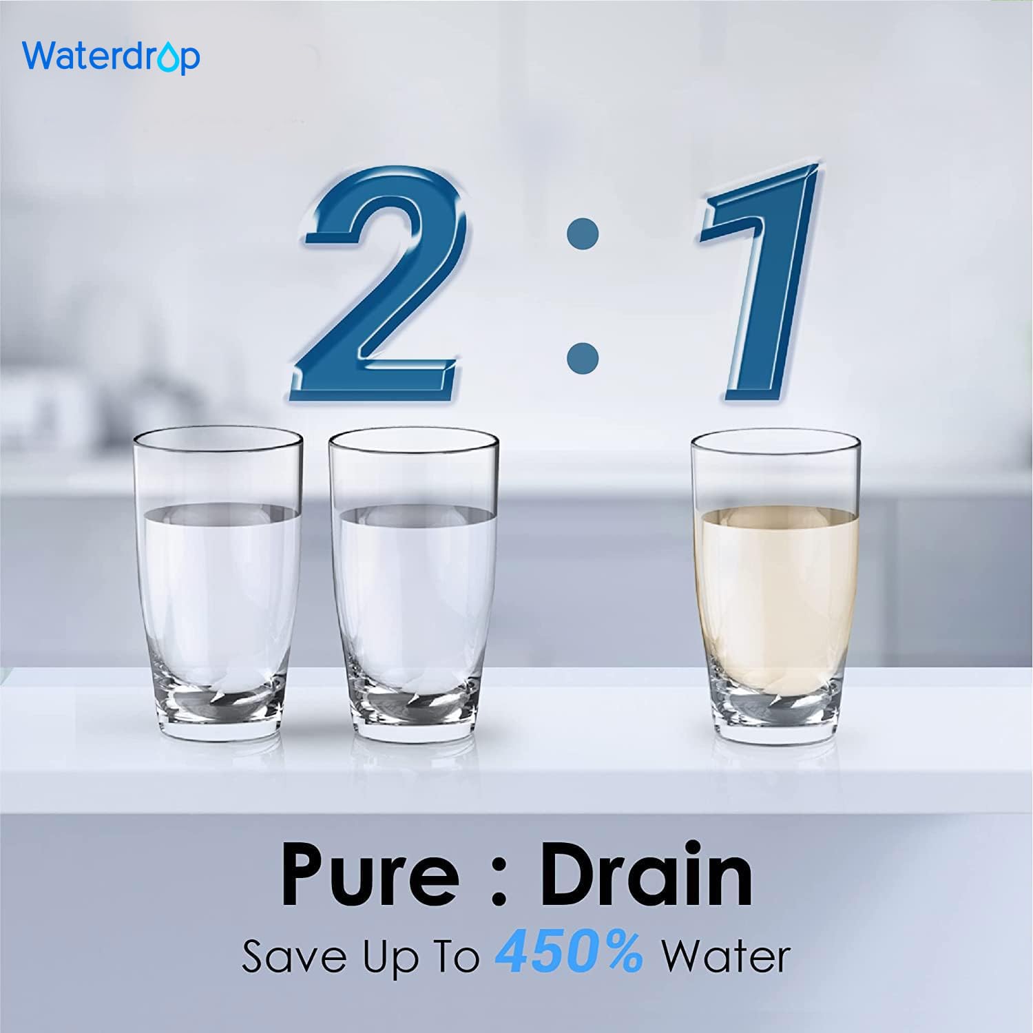 Waterdrop D6 smart designer faucet shows real-time TDS.