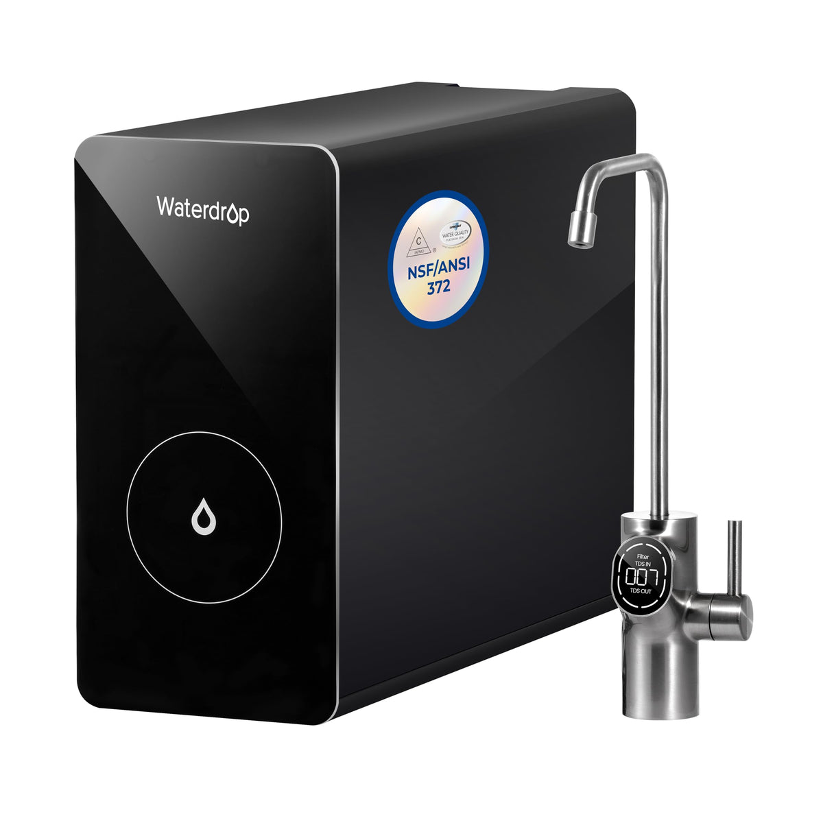 Waterdrop D6 under-sink RO system delivering clean, filtered tap water.