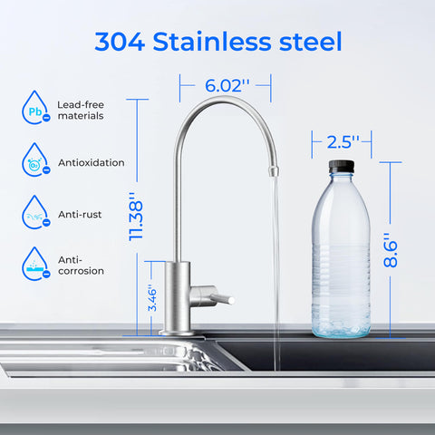 Waterdrop brushed finish faucet resists tarnish and corrosion.