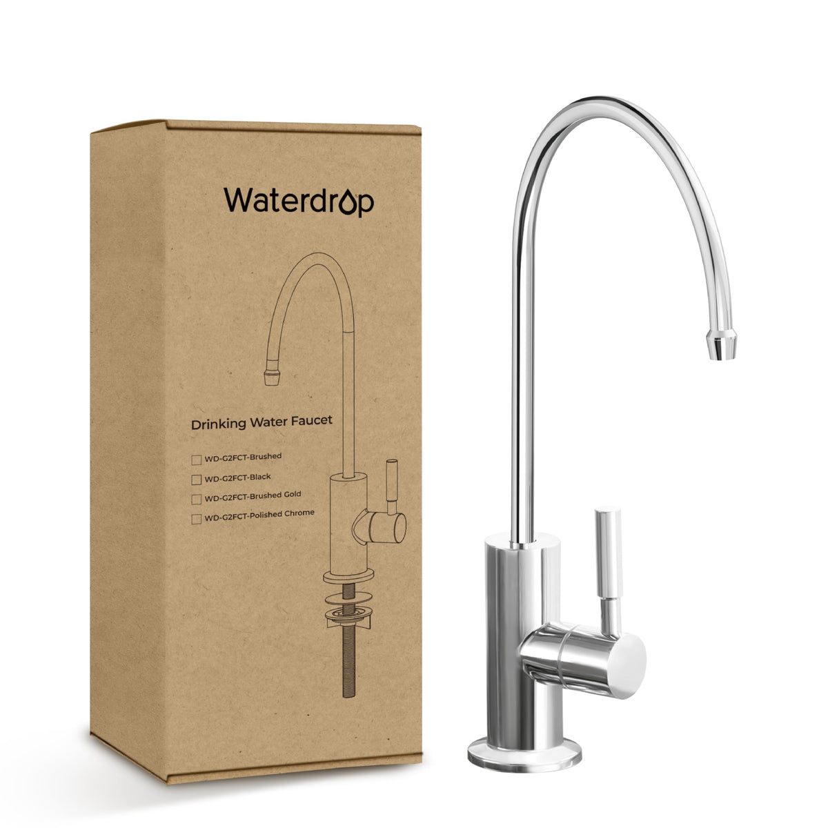 Waterdrop chrome drinking water faucet for a sleek kitchen look