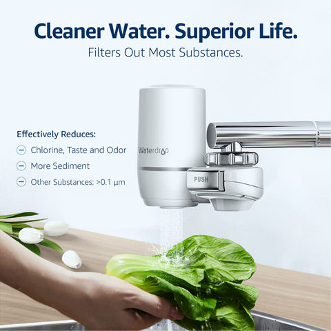 Waterdrop eco-friendly water filtration reducing bottle waste in kitchens