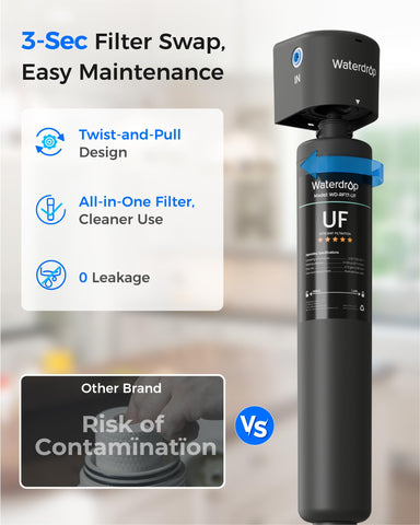 Waterdrop fast flow ensures reliable purified water at home or in small spaces.