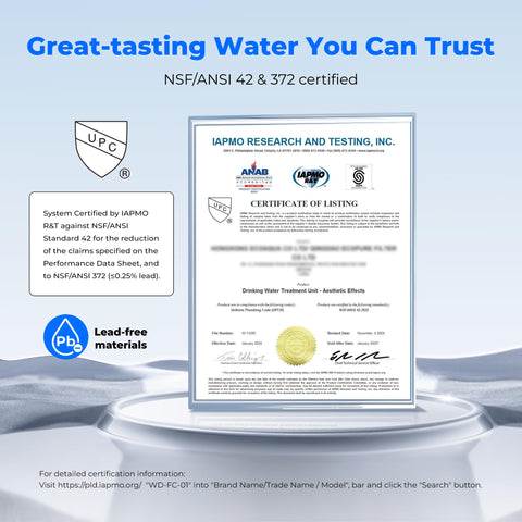 Waterdrop 320-gallon capacity indicates longer between filter changes.
