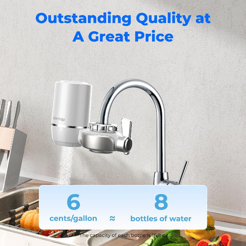 Waterdrop compatibility guide illustrating adapters for faucet types.