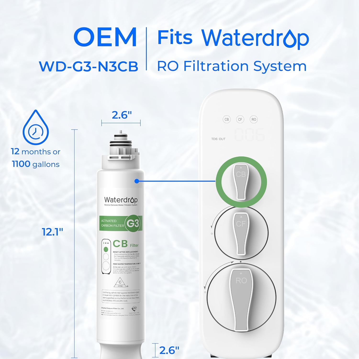 Waterdrop G3 filter kit in use for crisp, clean water.